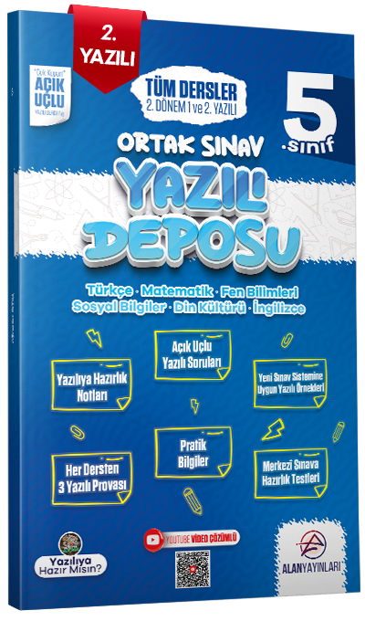 Alan Yayınları 5. Sınıf Tüm Dersler 2. Dönem Yazılı Deposu 1. ve 2. Deneme Alan Yayınları