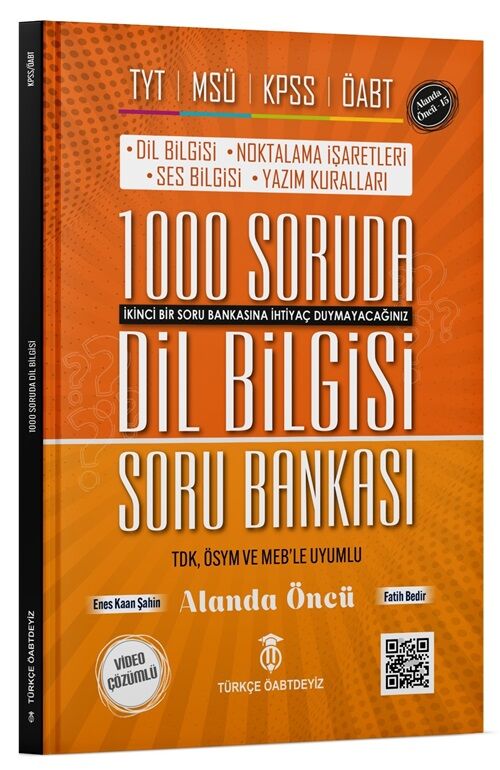 Türkçe ÖABTDEYİZ KPSS ÖABT TYT MSÜ Dil Bilgisi 1000 Soruda Soru Bankası - Enes Kaan Şahin Türkçe ÖABTDEYİZ