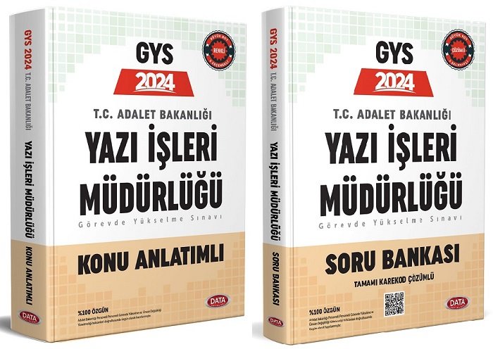 Data 2024 GYS Adalet Bakanlığı Yazı İşleri Müdürlüğü Konu + Soru 2 li Set Görevde Yükselme Data Yayınları