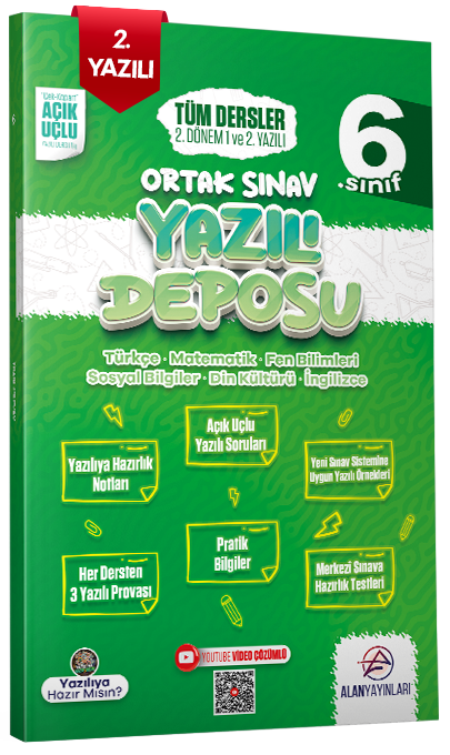 Alan Yayınları 6. Sınıf Tüm Dersler 2. Dönem Yazılı Deposu 1. ve 2. Deneme Alan Yayınları