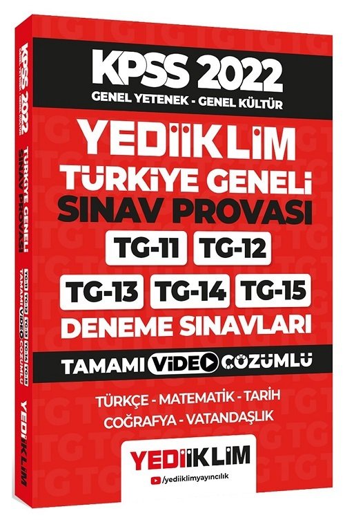 Yediiklim 2022 KPSS Genel Yetenek Genel Kültür Türkiye Geneli Sınav Provası Deneme Sınavları (11-12-13-14-15) Yediiklim Yayınları