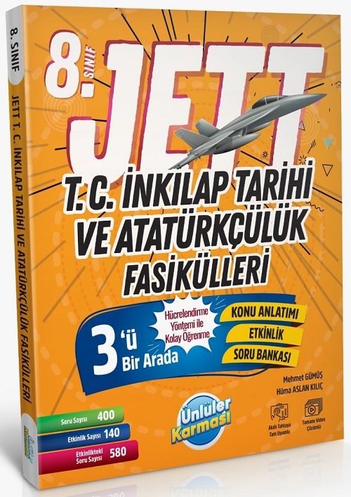 Ünlüler 8. Sınıf TC İnkılap Tarihi ve Atatürkçülük JETT Soru Fasikülleri Ünlüler Yayınları