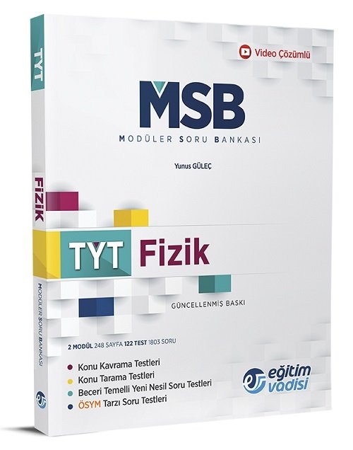 Eğitim Vadisi YKS TYT Fizik MSB Modüler Soru Bankası Video Çözümlü Eğitim Vadisi Yayınları