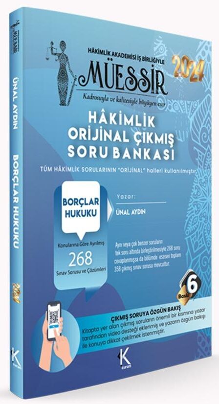 Kuram 2024 MÜESSİR Hakimlik Borçlar Hukuku Orijinal Çıkmış Soru Bankası Çözümlü - Ünal Aydın Kuram Kitap