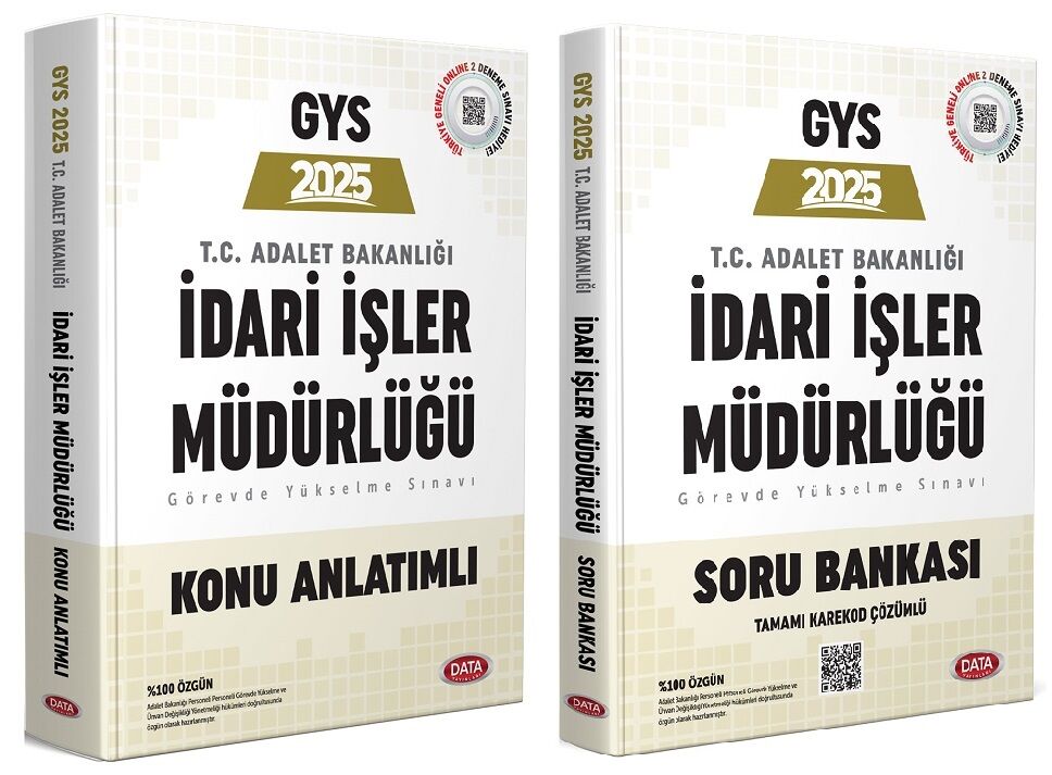 Data 2025 GYS Adalet Bakanlığı İdari İşler Müdürlüğü Konu + Soru Bankası 2 li Set Görevde Yükselme Data Yayınları