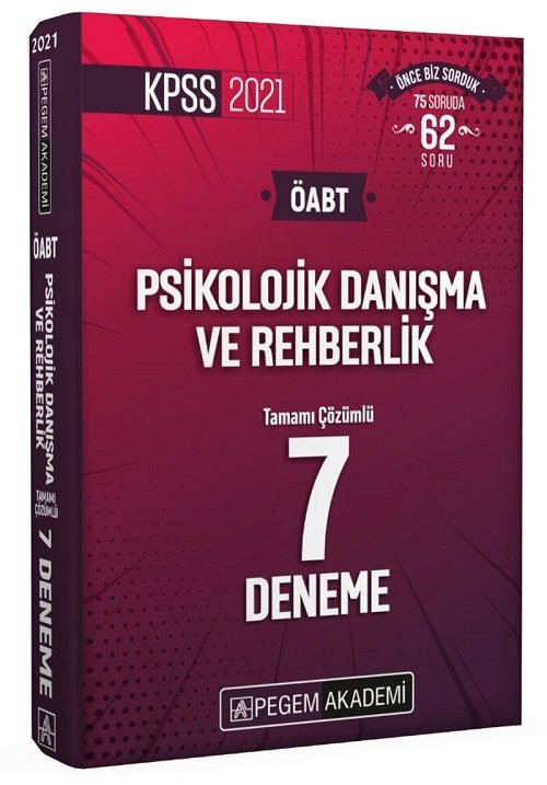 Pegem 2021 ÖABT Psikolojik Danışma ve Rehberlik 7 Deneme Çözümlü Pegem Akademi Yayınları