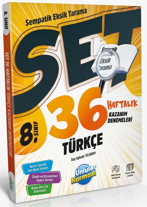 Ünlüler 8. Sınıf Türkçe SET 36 Haftalık Kazanım Denemeleri Ünlüler Yayınları