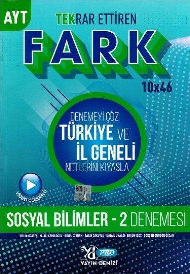 Yayın Denizi YKS AYT Sosyal Bilimler 2 Tekrar Ettiren Fark 10x46 Deneme Video Çözümlü Yayın Denizi Yayınları