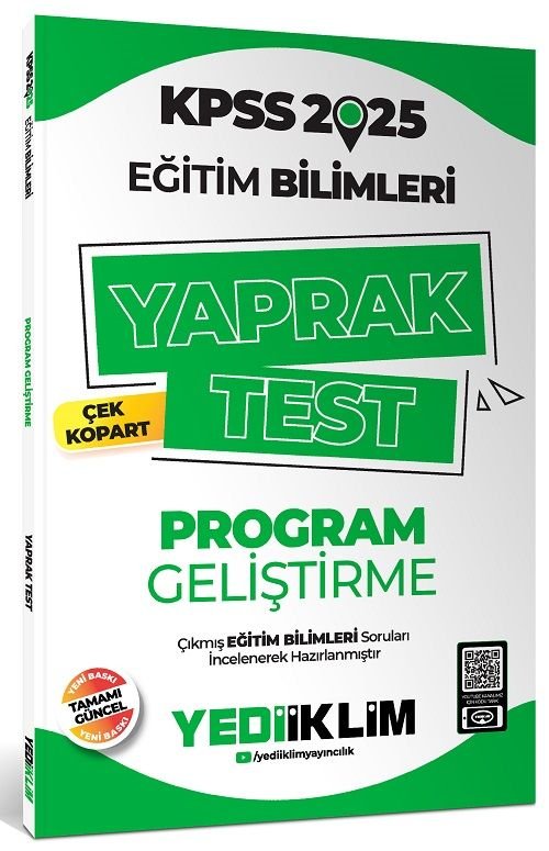 Yediiklim 2025 KPSS Eğitim Bilimleri Program Geliştirme Yaprak Test Çek Kopart Yediiklim Yayınları