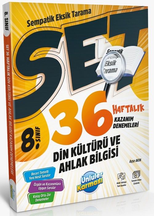 Ünlüler 8. Sınıf Din Kültürü ve Ahlak Bilgisi SET 36 Haftalık Kazanım Denemeleri Ünlüler Yayınları