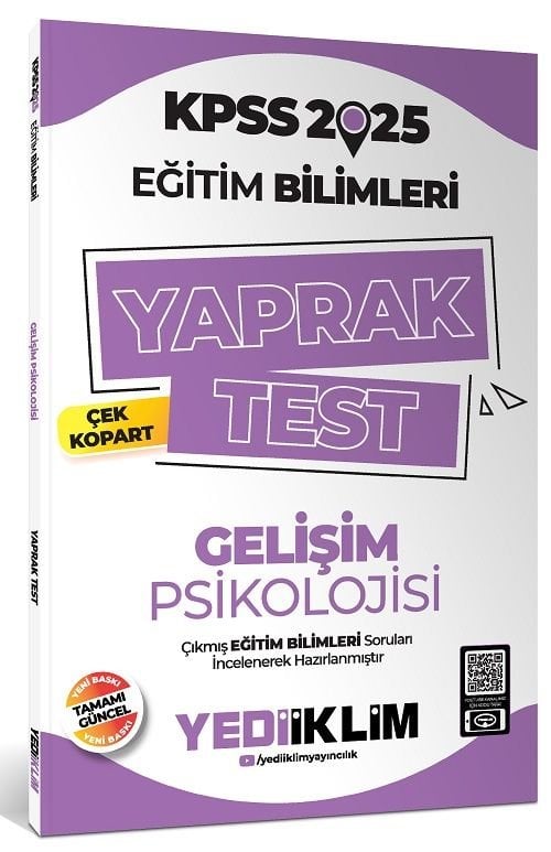 Yediiklim 2025 KPSS Eğitim Bilimleri Gelişim Psikolojisi Yaprak Test Çek Kopart Yediiklim Yayınları