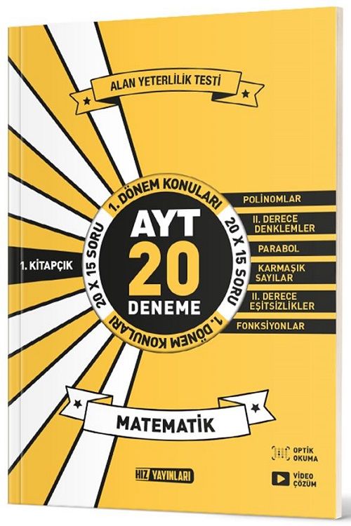 Hız Yayınları YKS AYT Matematik 1. Dönem 20 Deneme Hız Yayınları