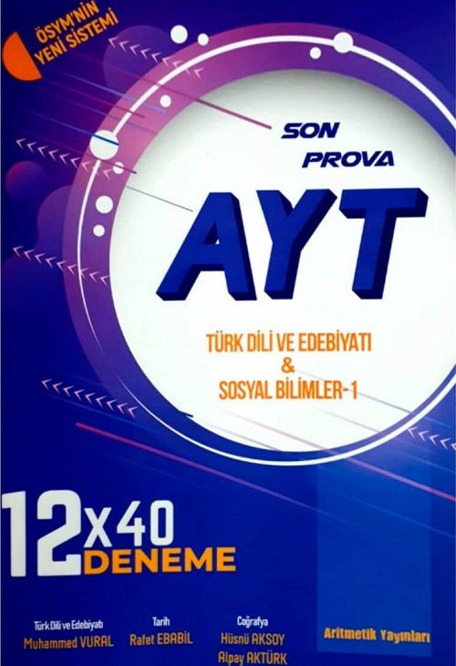 SÜPER FİYAT - Aritmetik YKS AYT Türk Dili ve Edebiyatı, Sosyal Bilimler-1 12x40 Deneme Aritmetik Yayınları