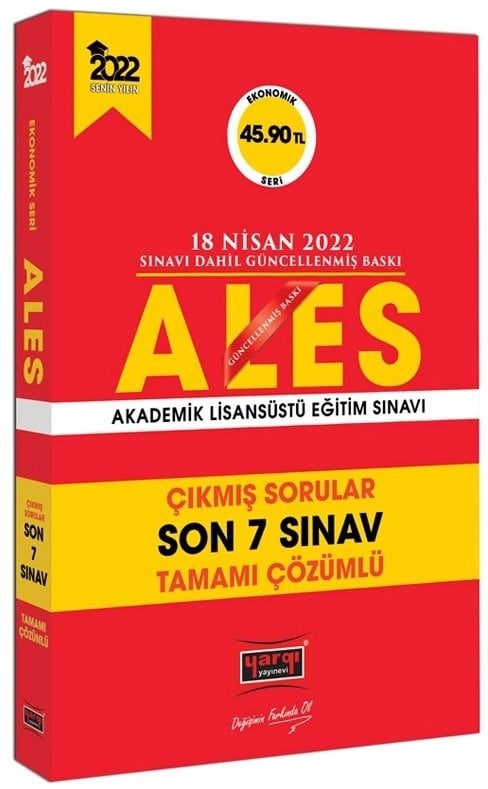 Yargı 2022 ALES Çıkmış Sorular Son 7 Sınav Çözümlü Ekonomik Seri Yargı Yayınları