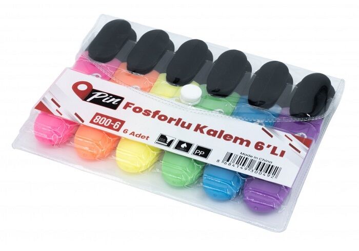 Pin Fosforlu Kalem 6 lı Set 800