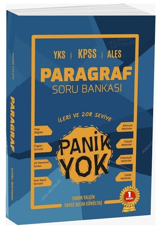 Panik Yok YKS TYT AYT KPSS ALES Paragraf Soru Bankası - Yamin Yalçin Panik Yok