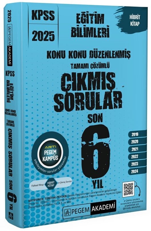 Pegem 2025 KPSS Eğitim Bilimleri Çıkmış Sorular Son 6 Yıl Konu Konu Çözümlü Pegem Akademi Yayınları