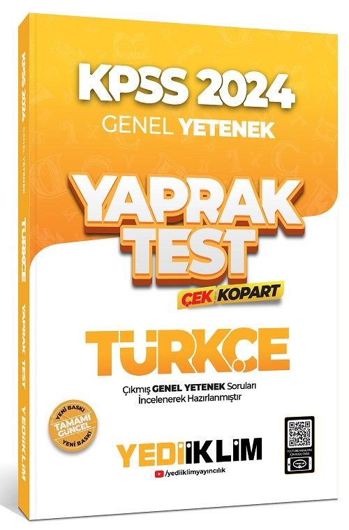 Yediiklim 2024 KPSS Türkçe Yaprak Test Çek Kopart Yediiklim Yayınları