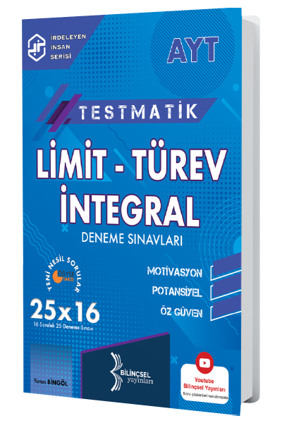 Bilinçsel YKS AYT Limit Türev İntegral Testmatik 25x16 Deneme Sınavları Bilinçsel Yayınları