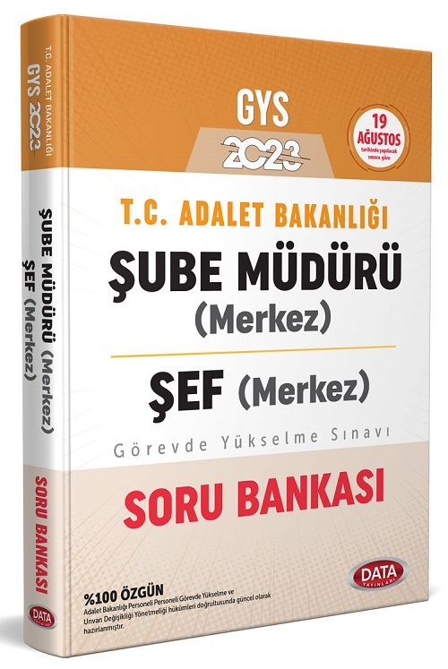 Data 2023 GYS Adalet Bakanlığı Merkez Şube Müdürü, Şef Soru Bankası Görevde Yükselme Data Yayınları