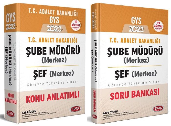 Data 2023 GYS Adalet Bakanlığı Merkez Şube Müdürü, Şef Konu + Soru 2 li Set Görevde Yükselme Data Yayınları