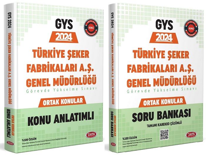 Data 2024 GYS Türkiye Şeker Fabrikaları Ortak Konular Konu + Soru Bankası 2 li Set Görevde Yükselme Ünvan Değişikliği Data Yayınları