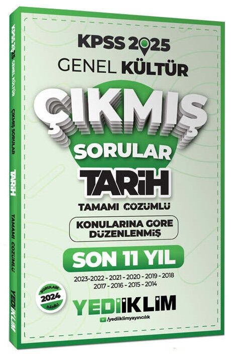 Yediiklim 2025 KPSS Tarih Çıkmış Sorular Son 11 Yıl Konularına Göre Çözümlü Yediiklim Yayınları