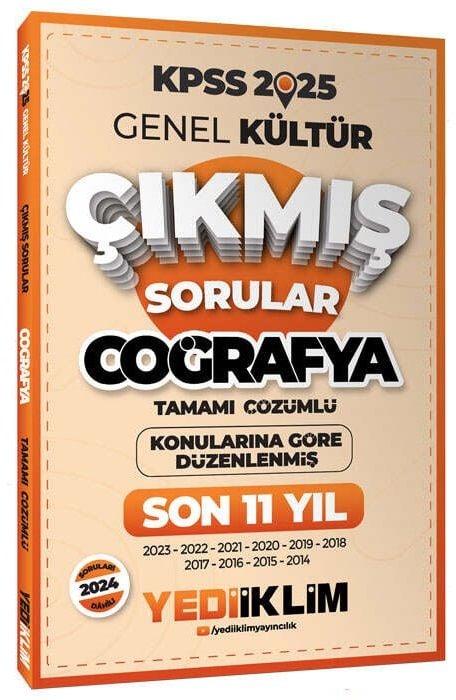 Yediiklim 2025 KPSS Coğrafya Çıkmış Sorular Son 11 Yıl Konularına Göre Çözümlü Yediiklim Yayınları