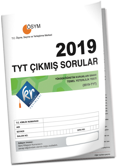 KR Akademi 2019 YKS TYT Tıpkı Basım Çıkmış Sorular KR Akademi Yayınları