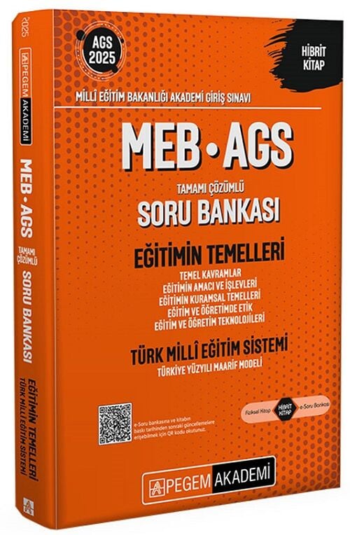 Pegem 2025 MEB-AGS Eğitimin Temelleri ve Türk Milli Eğitim Sistemi Soru Bankası Çözümlü Pegem Akademi Yayınları