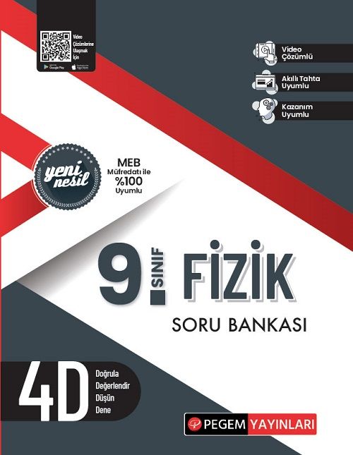 Pegem 9. Sınıf Fizik 4D Soru Bankası Video Çözümlü Pegem Akademi Yayınları