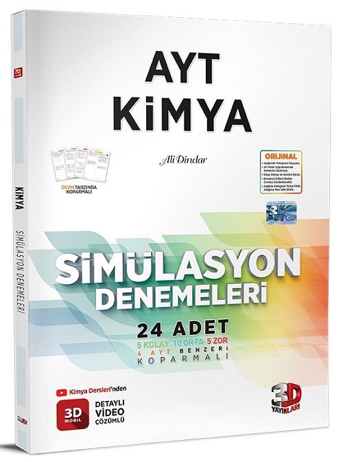 3D Yayınları YKS AYT Kimya Simülasyon 24 Deneme Video Çözümlü 3D Yayınları