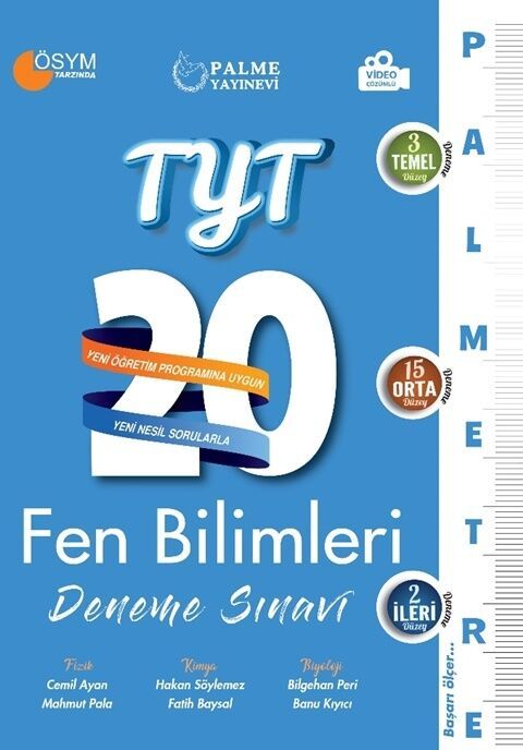 Palme YKS TYT Fen Bilimleri Palmetre 20 Deneme Video Çözümlü Palme Yayınları