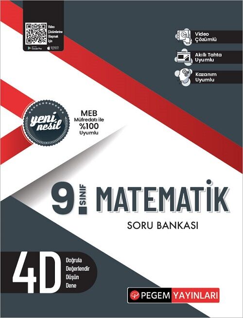 Pegem 9. Sınıf Matematik 4D Soru Bankası Video Çözümlü Pegem Akademi Yayınları