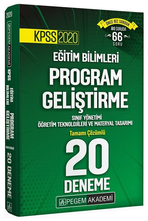 SÜPER FİYAT - Pegem 2020 KPSS Eğitim Bilimleri Program Geliştirme 20 Deneme Çözümlü Pegem Akademi Yayınları