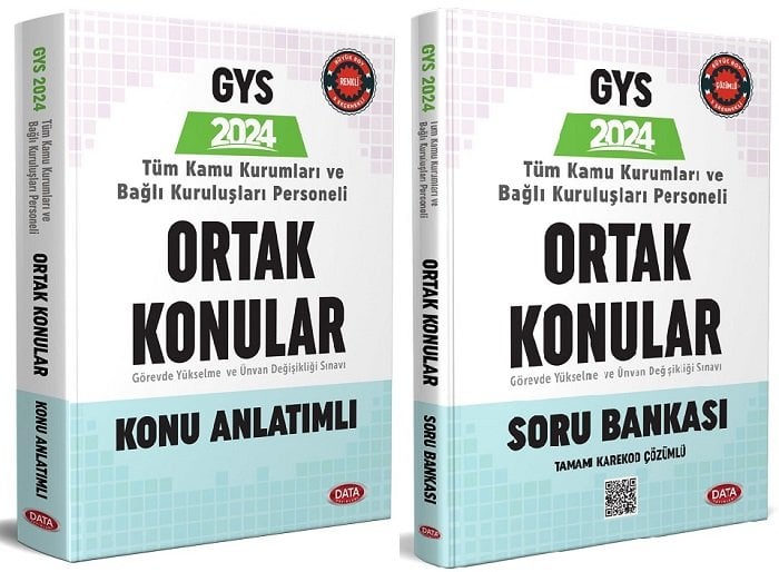 Data 2024 GYS Tüm Kamu Kurumları için Ortak Konular Konu + Soru Bankası 2 li Set Görevde Yükselme Data Yayınları