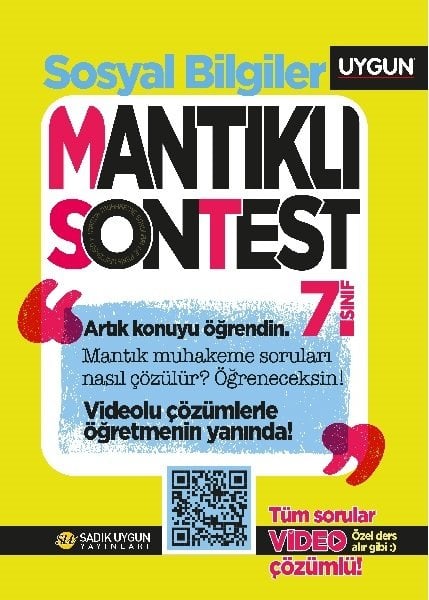 Sadık Uygun 7. Sınıf Sosyal Bilgiler Mantıklı Son Test Video Çözümlü Sadık Uygun Yayınları