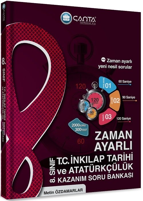 Çanta 8. Sınıf TC İnkılap Tarihi ve Atatürkçülük Zaman Ayarlı Kazanım Soru Bankası Çanta Yayınları