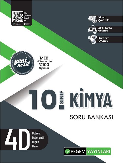 Pegem 10. Sınıf Kimya 4D Soru Bankası Video Çözümlü Pegem Akademi Yayınları