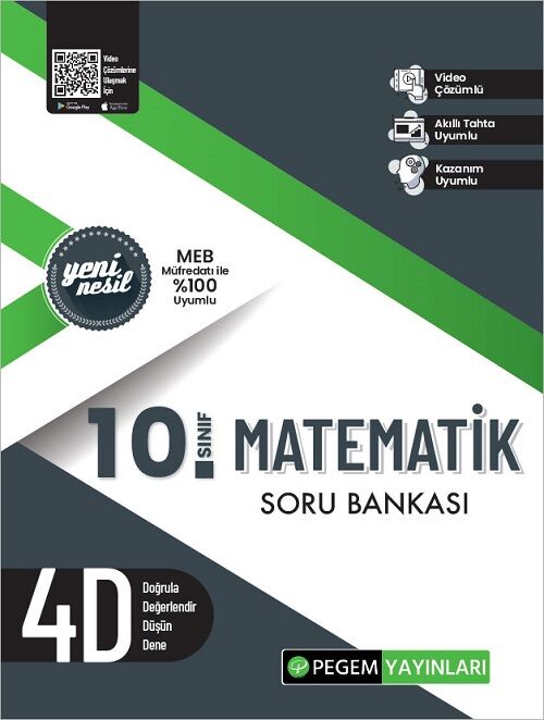 Pegem 10. Sınıf Matematik 4D Soru Bankası Video Çözümlü Pegem Akademi Yayınları