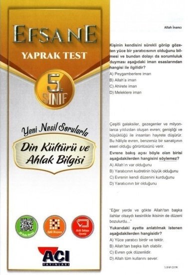 Açı Yayınları 5. Sınıf Din Kültürü ve Ahlak Bilgisi Yaprak Test Açı Yayınları