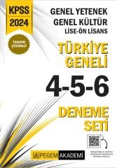 Pegem 2024 KPSS Lise Ön Lisans Türkiye Geneli 3 Deneme (4-5-6) Pegem Akademi Yayınları