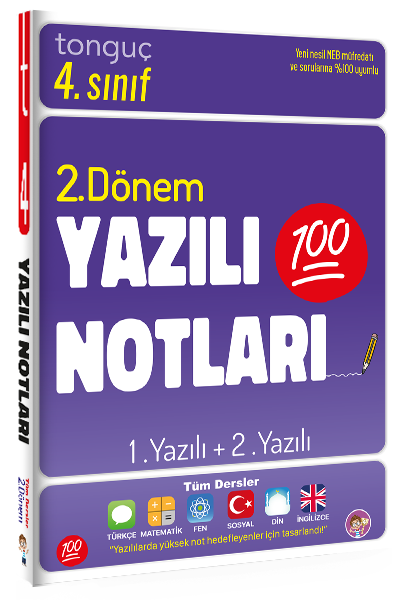 Tonguç  4. Sınıf Tüm Dersler 2. Dönem 1. Yazılı ve 2. Yazılı Notları Tonguç Akademi