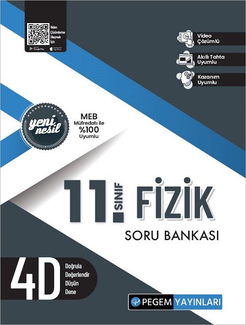 Pegem 11. Sınıf Fizik 4D Soru Bankası Video Çözümlü Pegem Akademi Yayınları