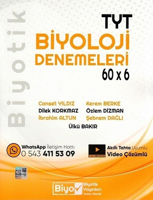 Biyotik YKS TYT Biyoloji Denemeleri 60x6 Deneme Video Çözümlü Biyotik Yayınları