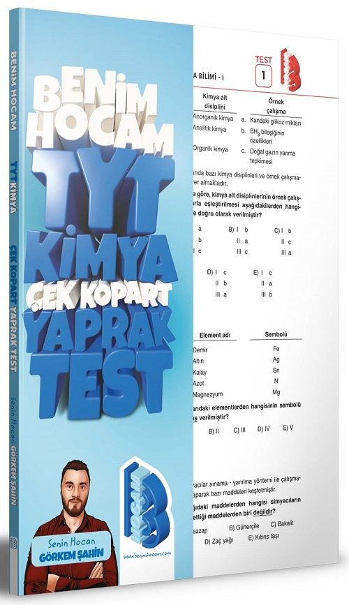 Benim Hocam YKS TYT Kimya Yaprak Test Çek Kopart - Görkem Şahin Benim Hocam Yayınları