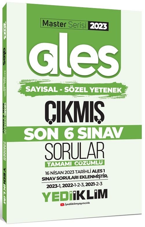 Yediiklim 2023 ALES Master Son 6 Sınav Çıkmış Sorular Yediiklim Yayınları