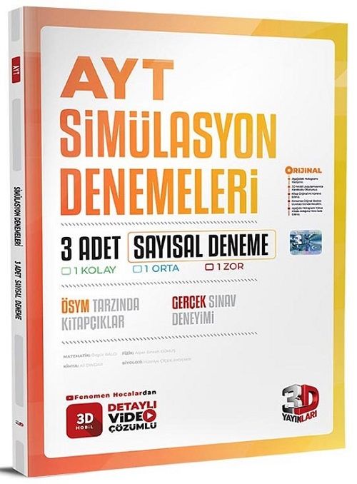 3D Yayınları 2024 YKS AYT Sayısal Simülasyon 3 Deneme Video Çözümlü 3D Yayınları