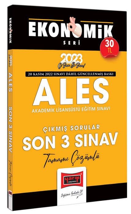 Yargı 2023 ALES Çıkmış Sorular Son 3 Sınav Çözümlü Ekonomik Seri Yargı Yayınları