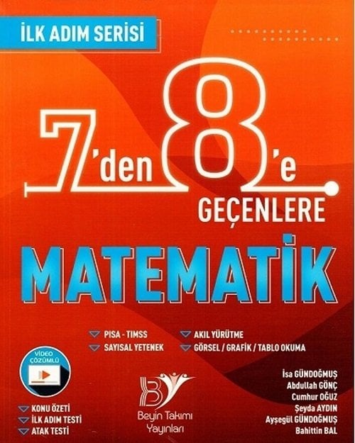 Beyin Takımı 7 den 8 e Geçenlere Matematik Video Çözümlü İlk Adım Serisi Beyin Takımı Yayınları